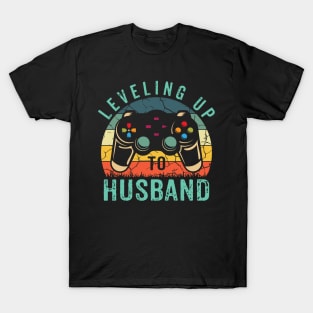 Vintage Leveling Up To Husband Funny Groom Video Game Lovers T-Shirt